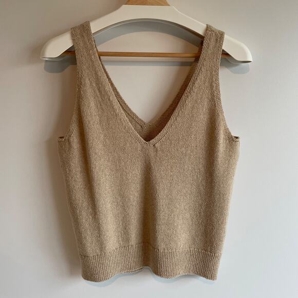 Rails Womens Beige Sleeveless V-Neck Knit Top Size S Minimalist Quiet Luxury - Picture 2 of 7